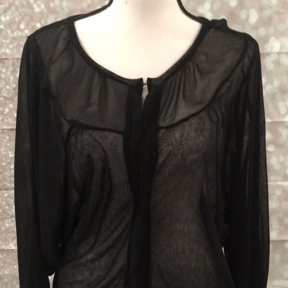 NWOT, Sheer Black Long Butterfly Sleeved Layering Top - Small $5 or Free w/$10 - Picture 3 of 5